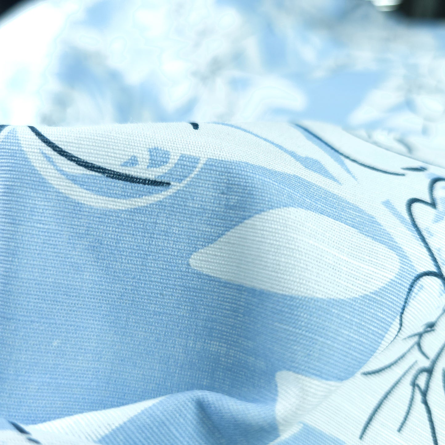 Elegant Blossom Sketch Cotton Slub Fabric