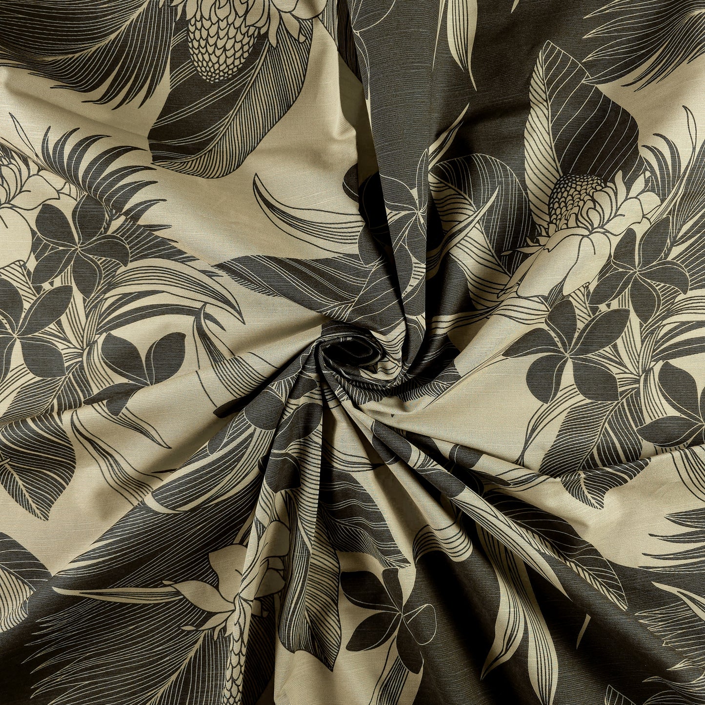 Tropical Botanical Bloom Cotton Slub Fabric