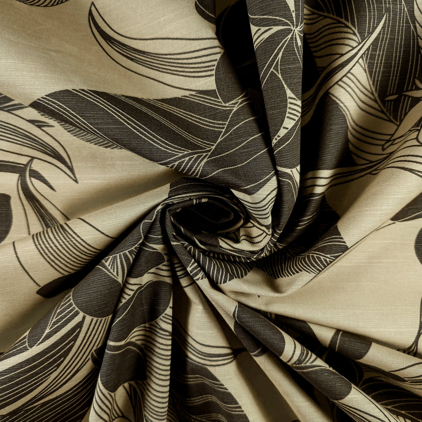 Tropical Botanical Bloom Cotton Slub Fabric
