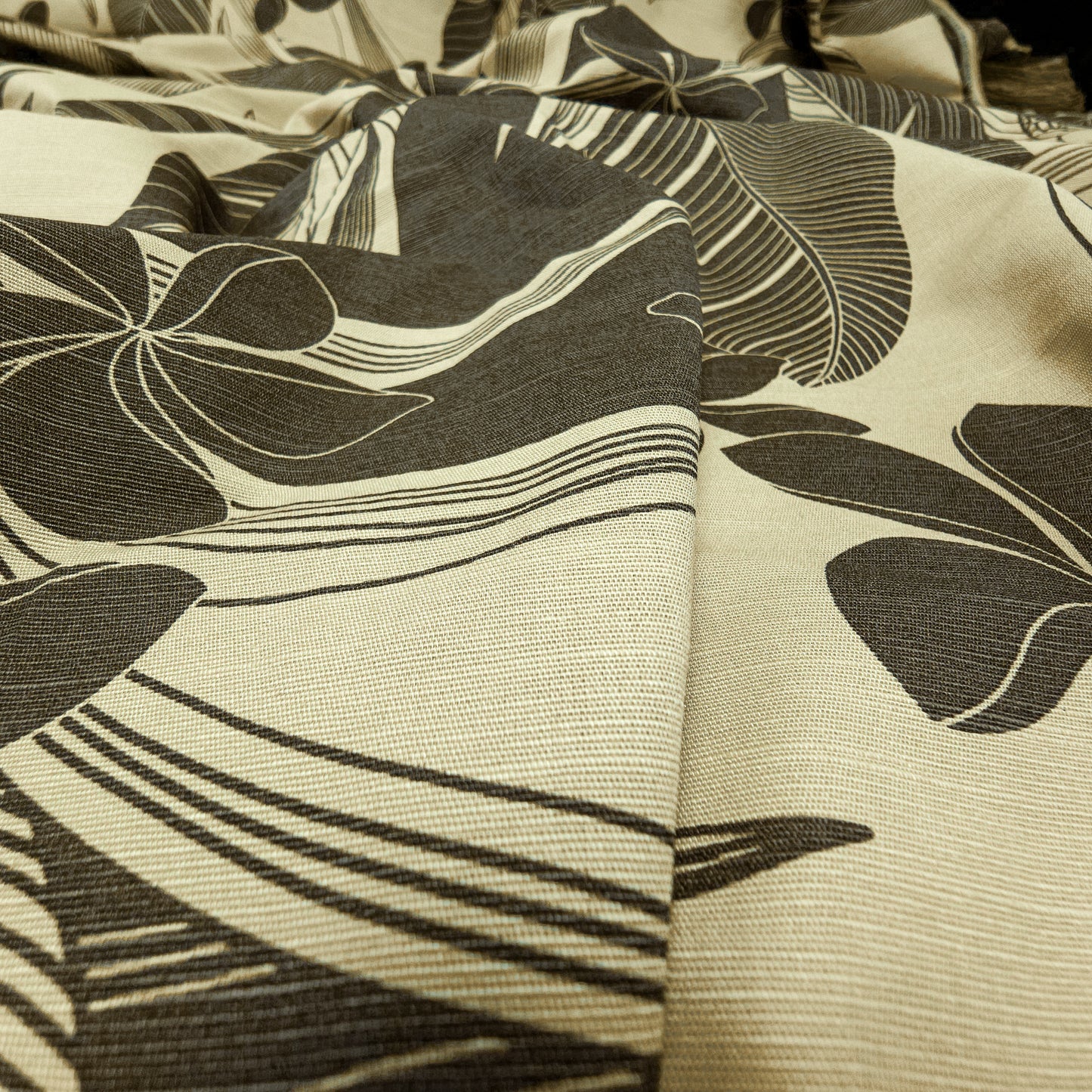 Tropical Botanical Bloom Cotton Slub Fabric