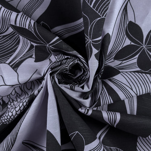 Tropical Botanical Bloom Cotton Slub Fabric