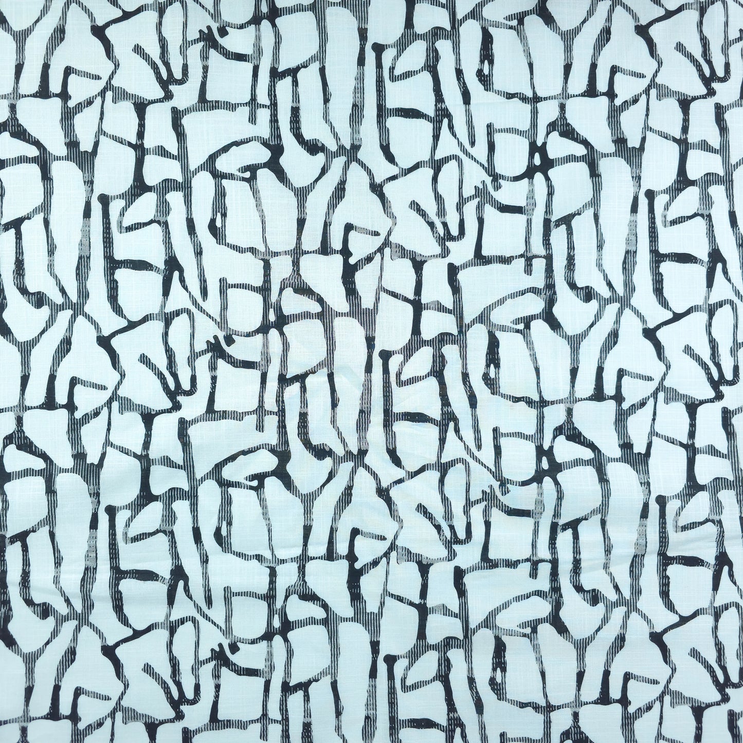 Abstract Stone Mosaic Printed Cotton Slub Fabric