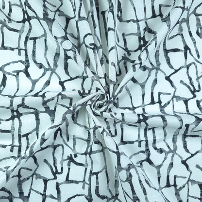 Abstract Stone Mosaic Printed Cotton Slub Fabric