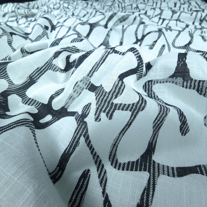 Abstract Stone Mosaic Printed Cotton Slub Fabric