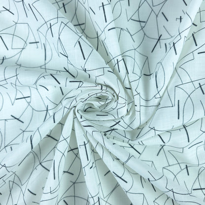 Modern Abstract Geometry Printed Cotton Slub Fabric