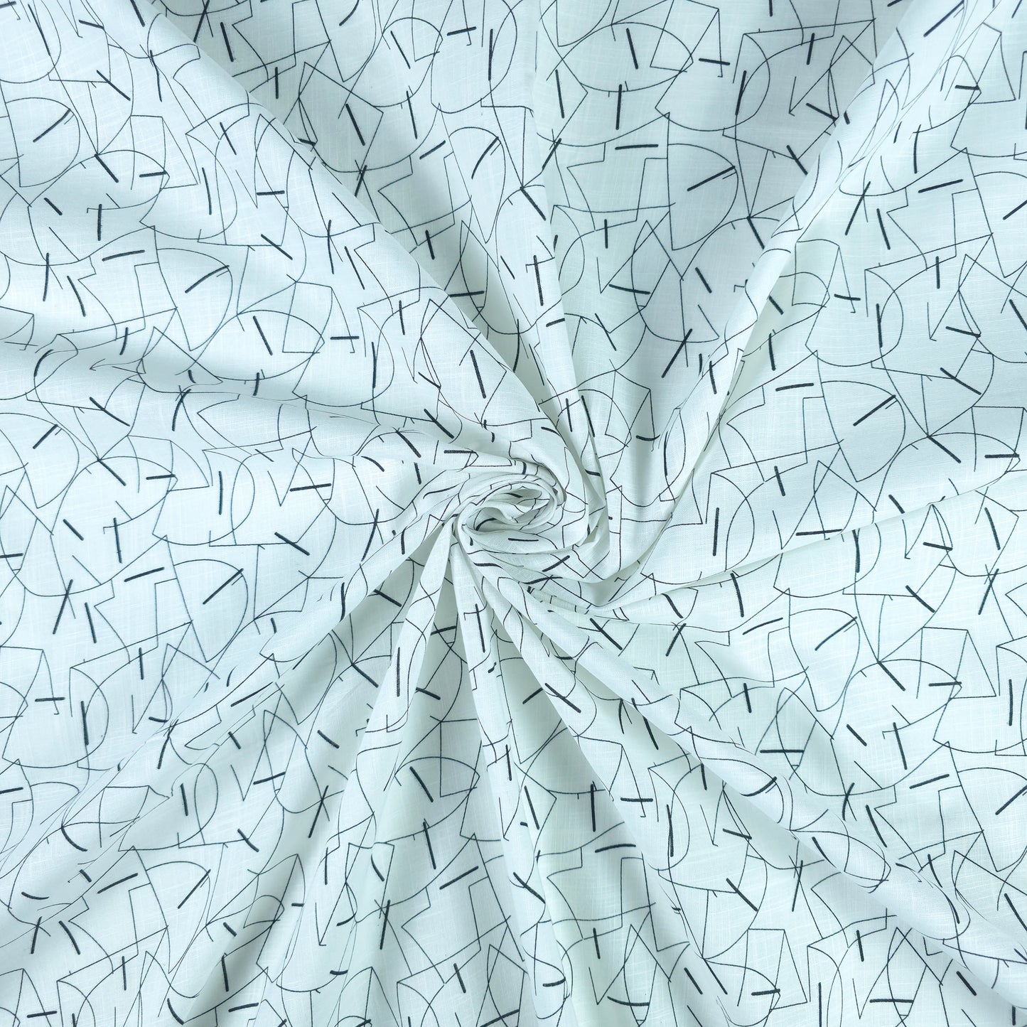 Modern Abstract Geometry Printed Cotton Slub Fabric