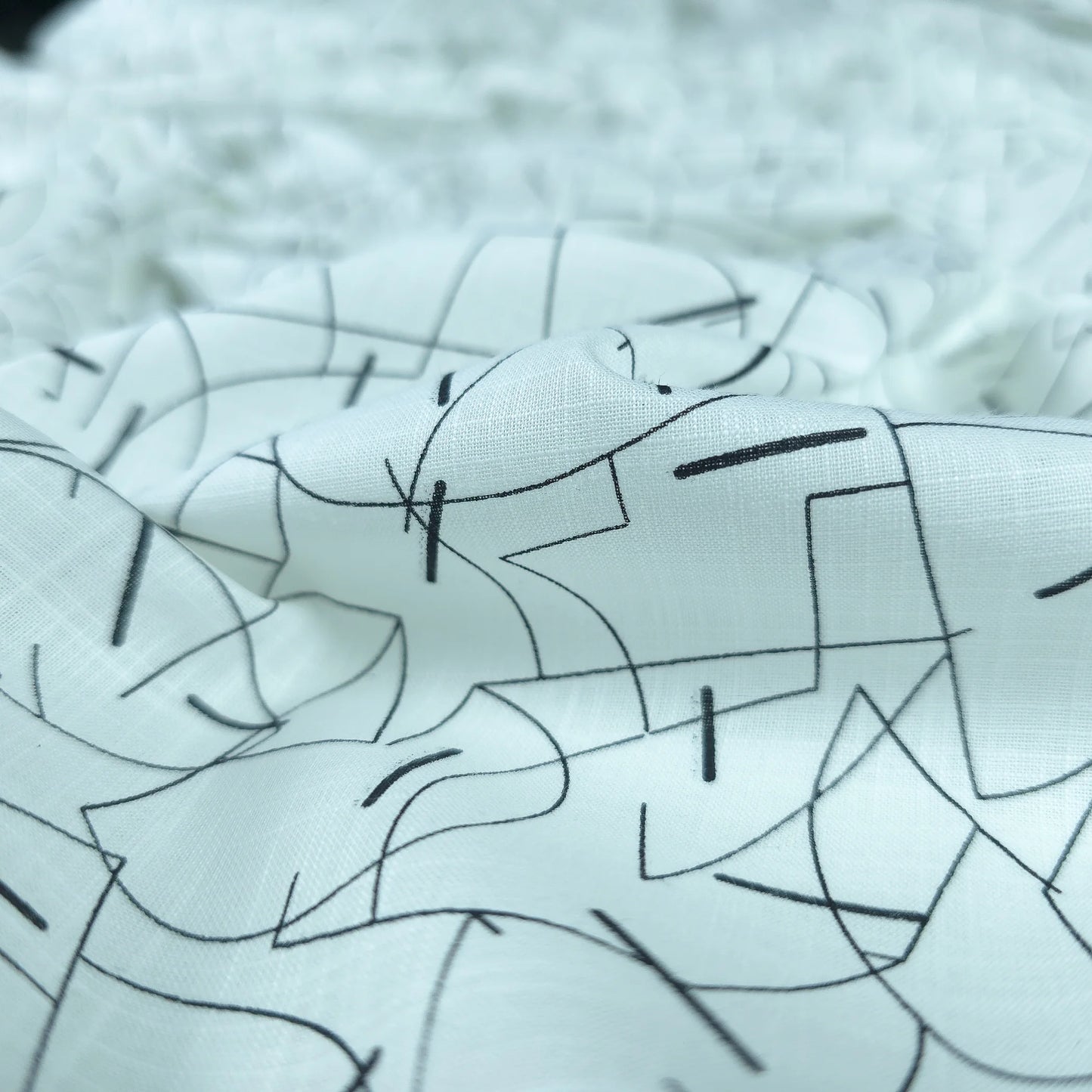 Modern Abstract Geometry Printed Cotton Slub Fabric