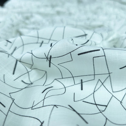 Modern Abstract Geometry Printed Cotton Slub Fabric
