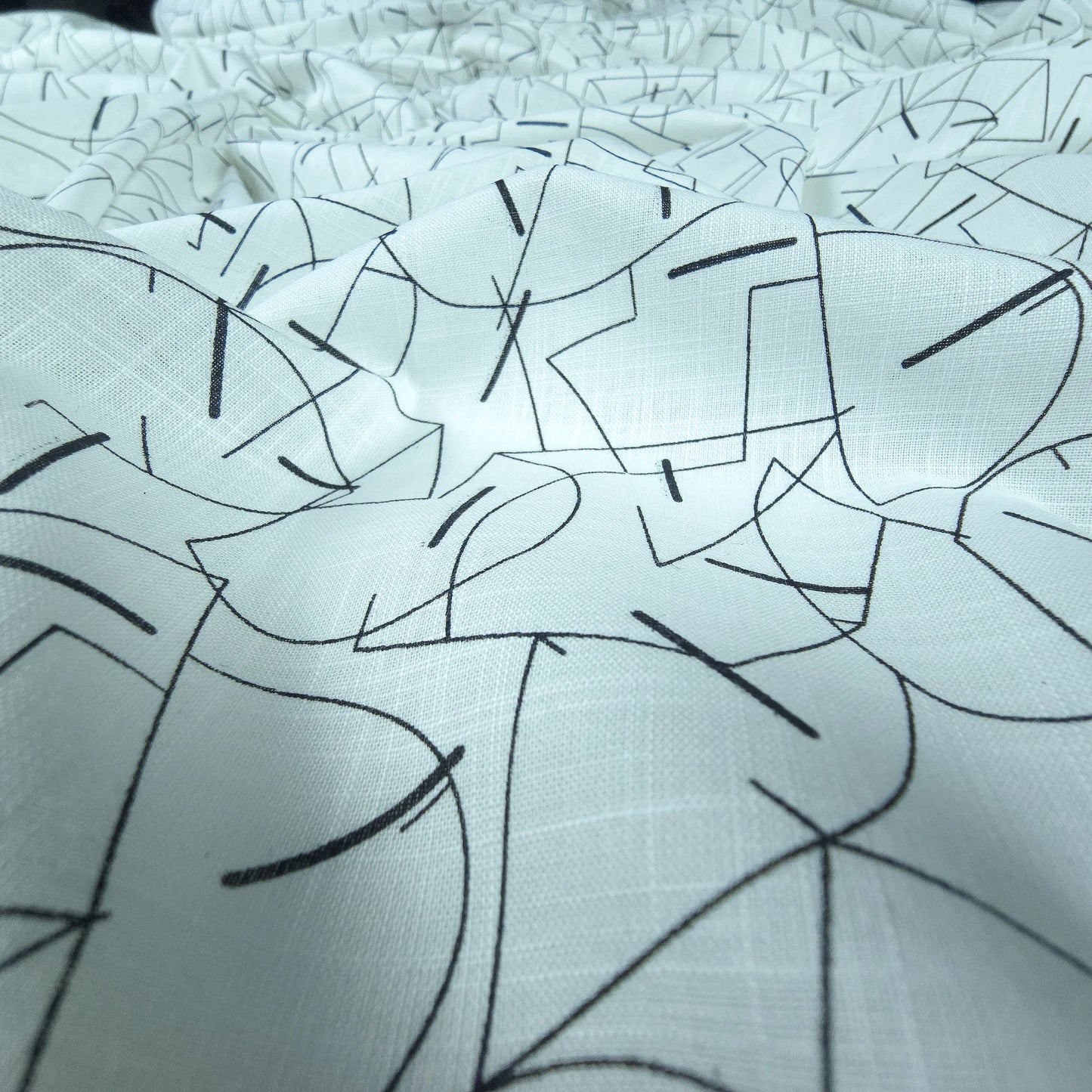 Modern Abstract Geometry Printed Cotton Slub Fabric