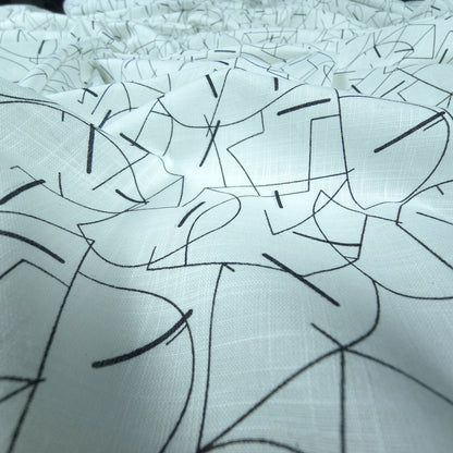 Modern Abstract Geometry Printed Cotton Slub Fabric