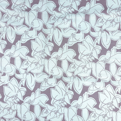 Elegant Lily Blossom Printed Cotton Slub Fabric