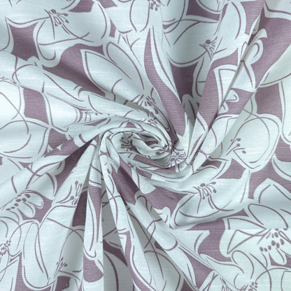 Elegant Lily Blossom Printed Cotton Slub Fabric