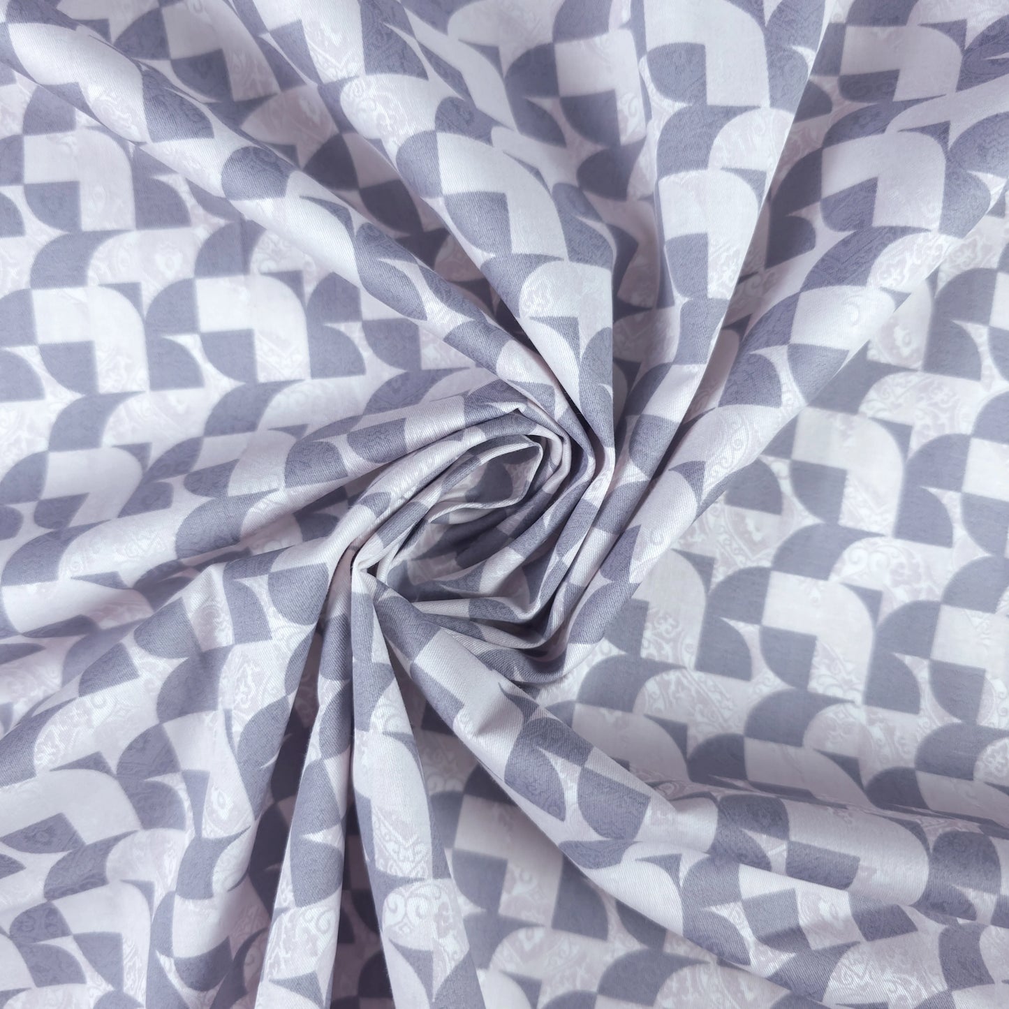 Retro Geometric Mosaic Printed Satin Fabric