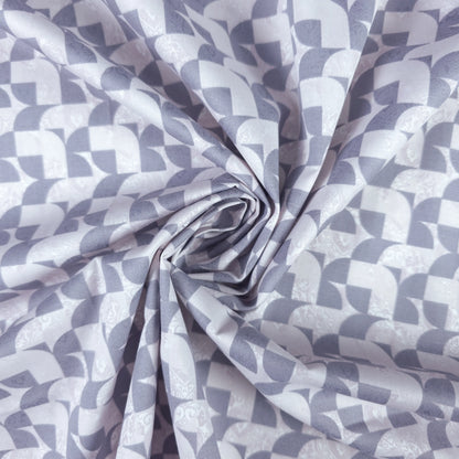 Retro Geometric Mosaic Printed Satin Fabric