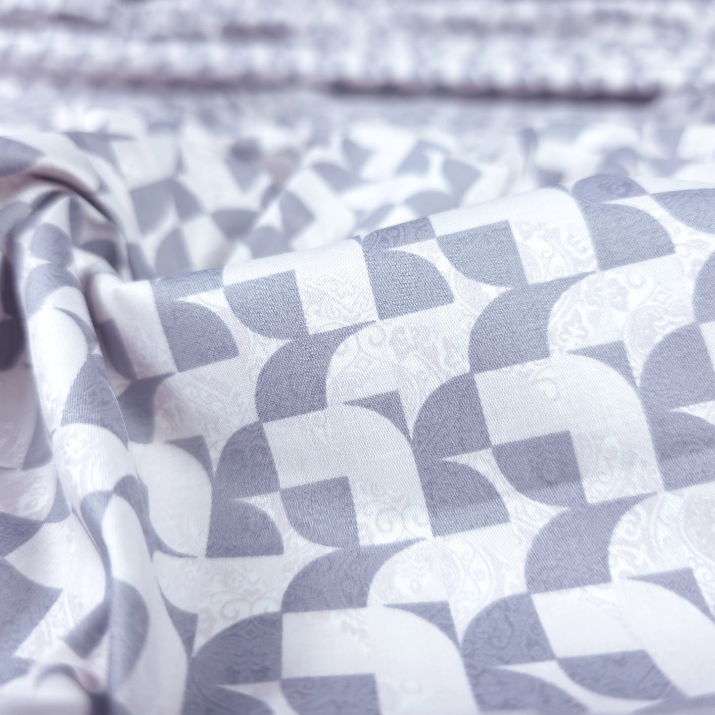 Retro Geometric Mosaic Printed Satin Fabric