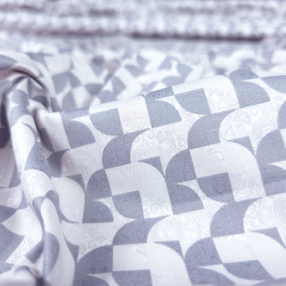 Retro Geometric Mosaic Printed Satin Fabric