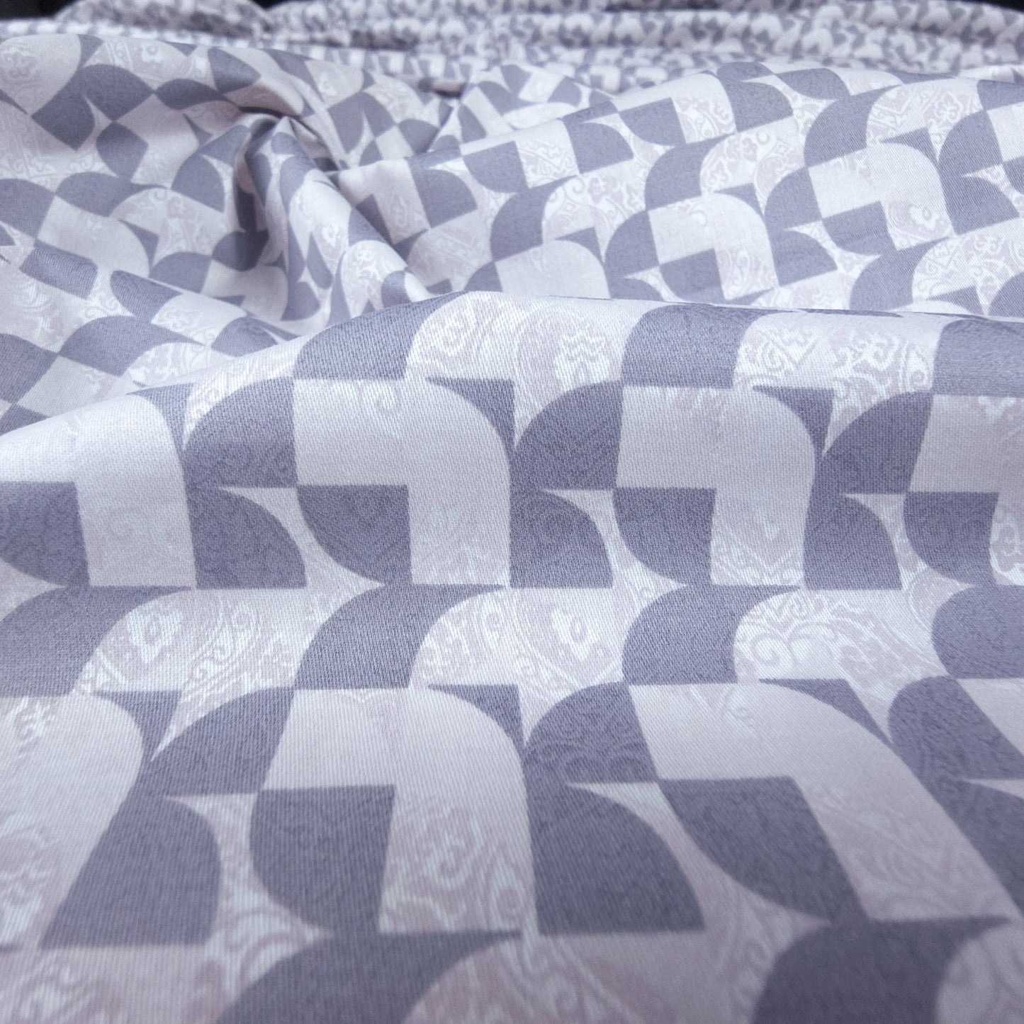 Retro Geometric Mosaic Printed Satin Fabric