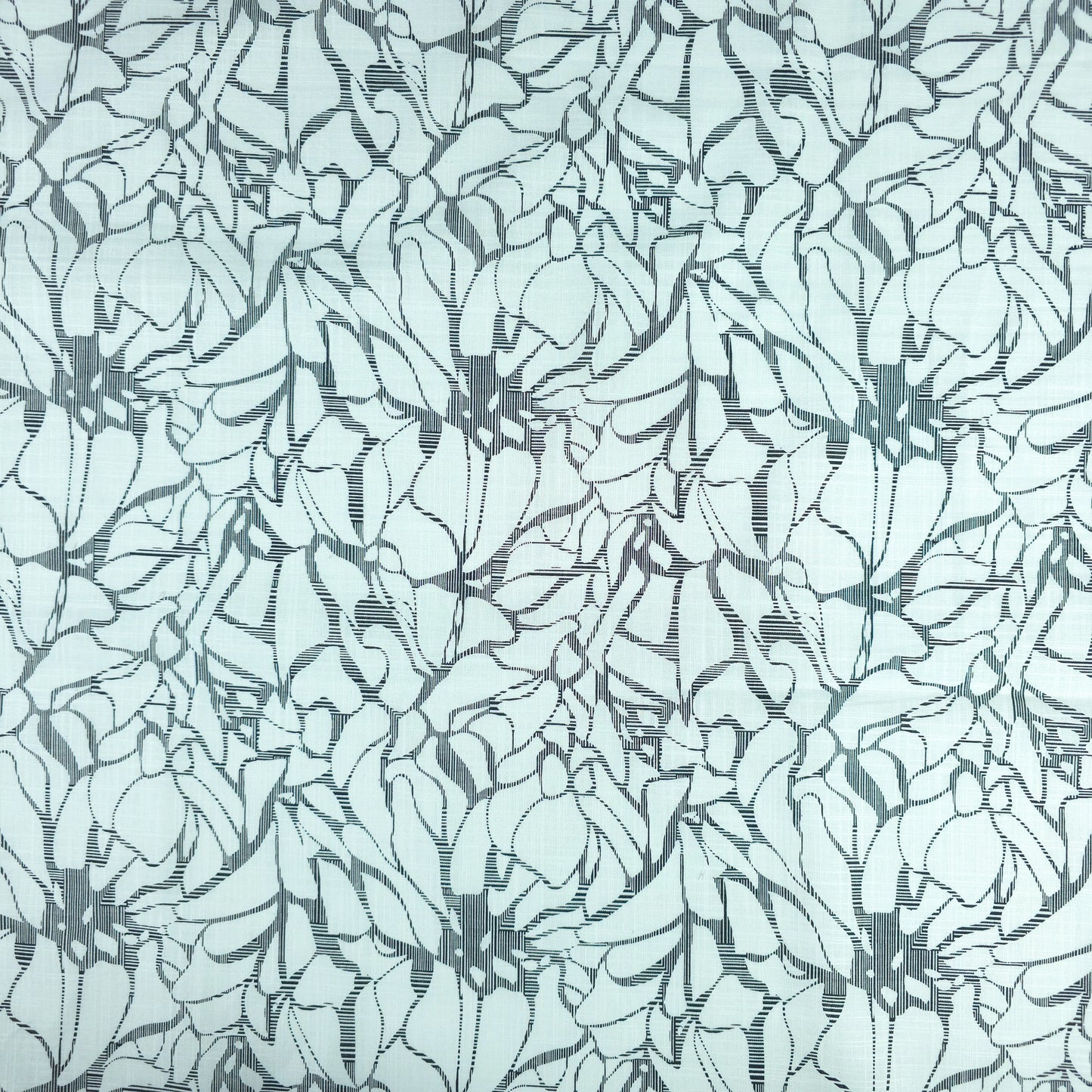 Abstract Botanical Silhouette Printed Cotton Slub Fabric