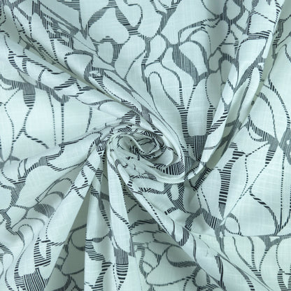 Abstract Botanical Silhouette Printed Cotton Slub Fabric