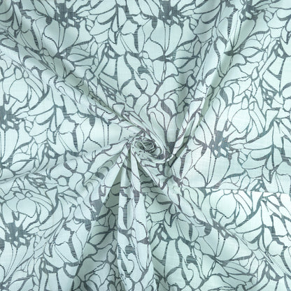 Abstract Botanical Silhouette Printed Cotton Slub Fabric