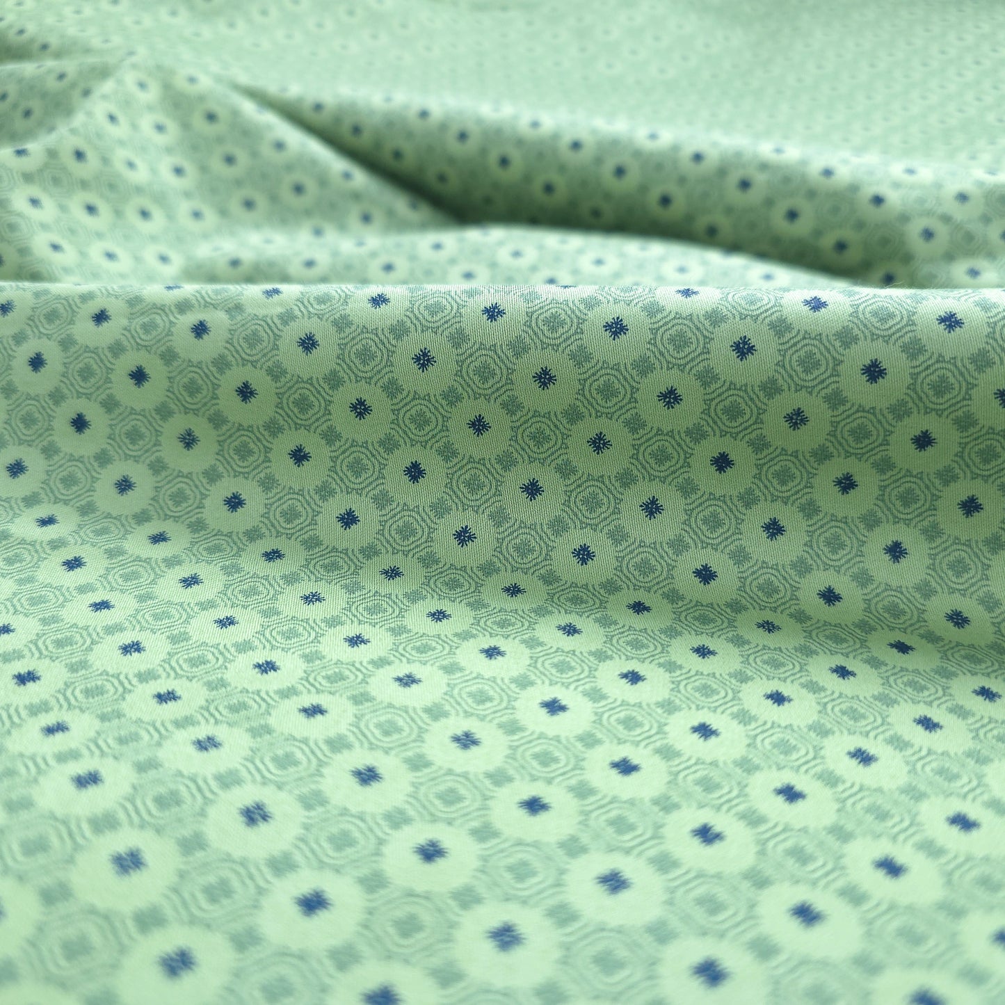 Verdant Medallion Printed Satin Fabric