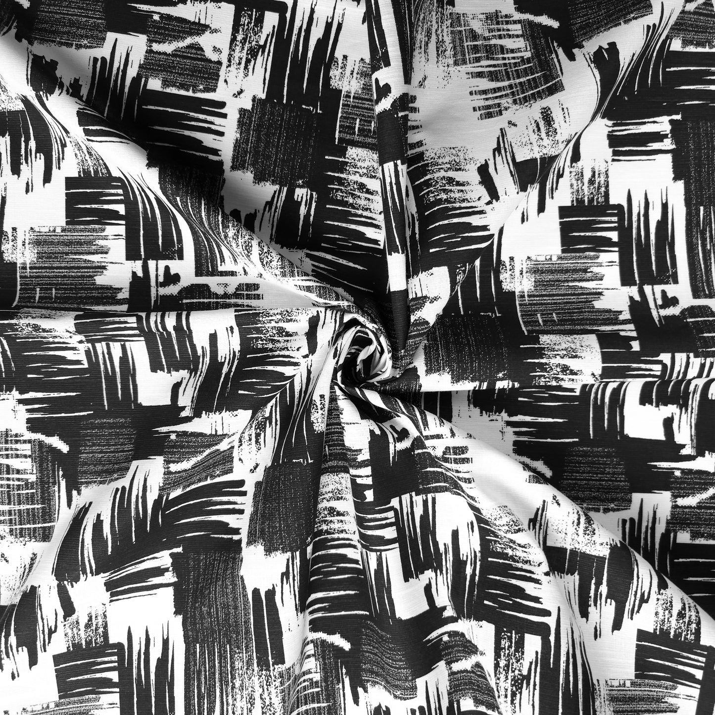 Urban Brush Grid Printed Cotton Slub Fabric