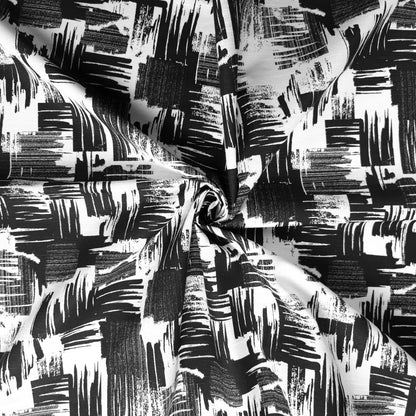 Urban Brush Grid Printed Cotton Slub Fabric