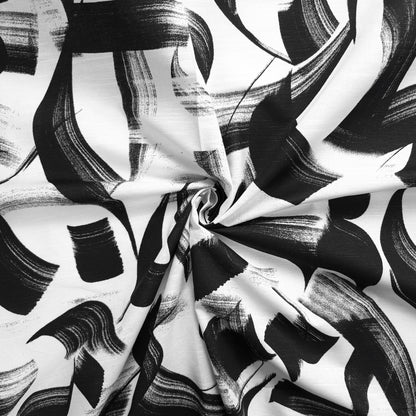 Inkstroke Geometry Printed Cotton Slub Fabric