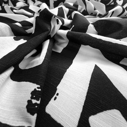 Bold Brushstroke Printed Cotton Slub Fabric