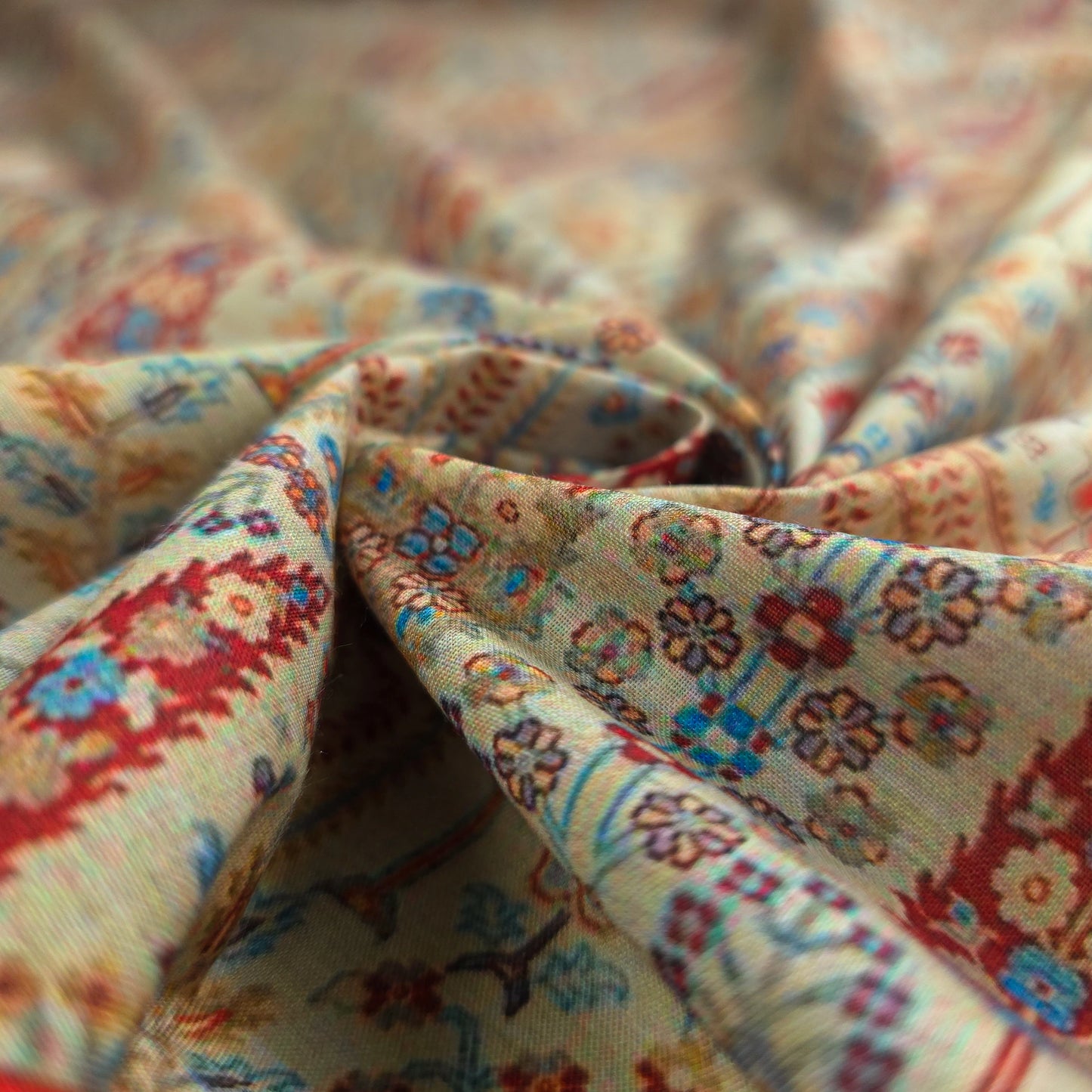 Heritage Mosaic Printed Poly-Cotton Fabric