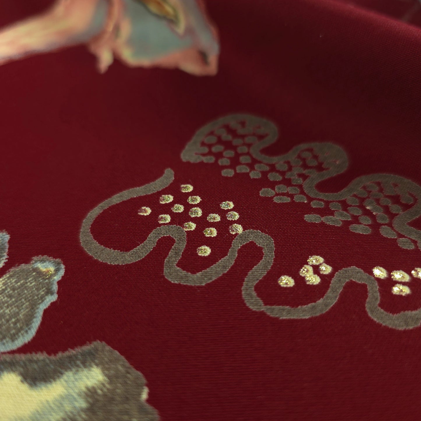 Vintage Bloom Foil Printed Rayon Fabric