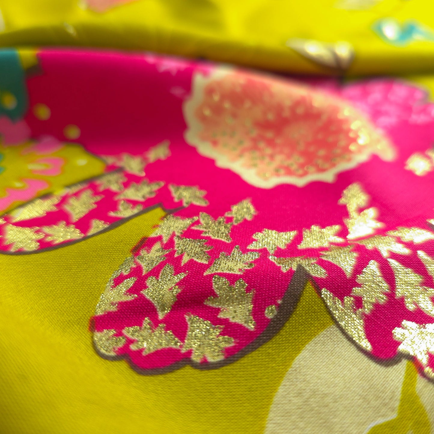 Blooming Grace Foil Printed Rayon Fabric