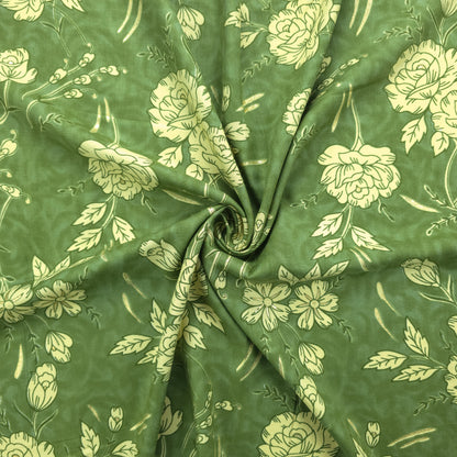 Vintage Botanical Foil Printed Rayon Fabric