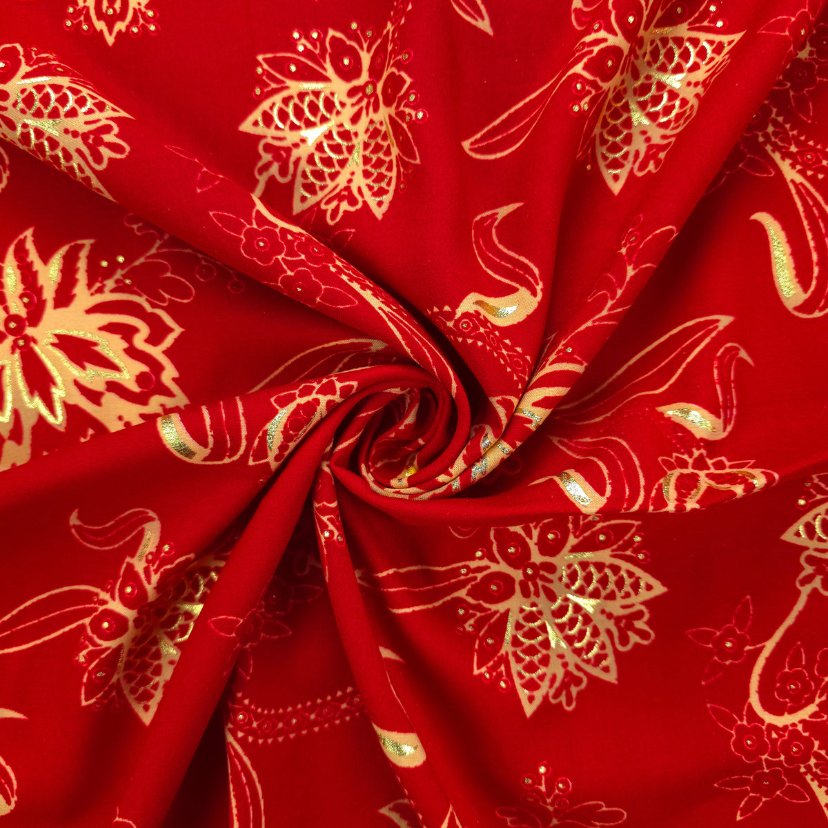 Floral Paisley Foil Printed Rayon Fabric