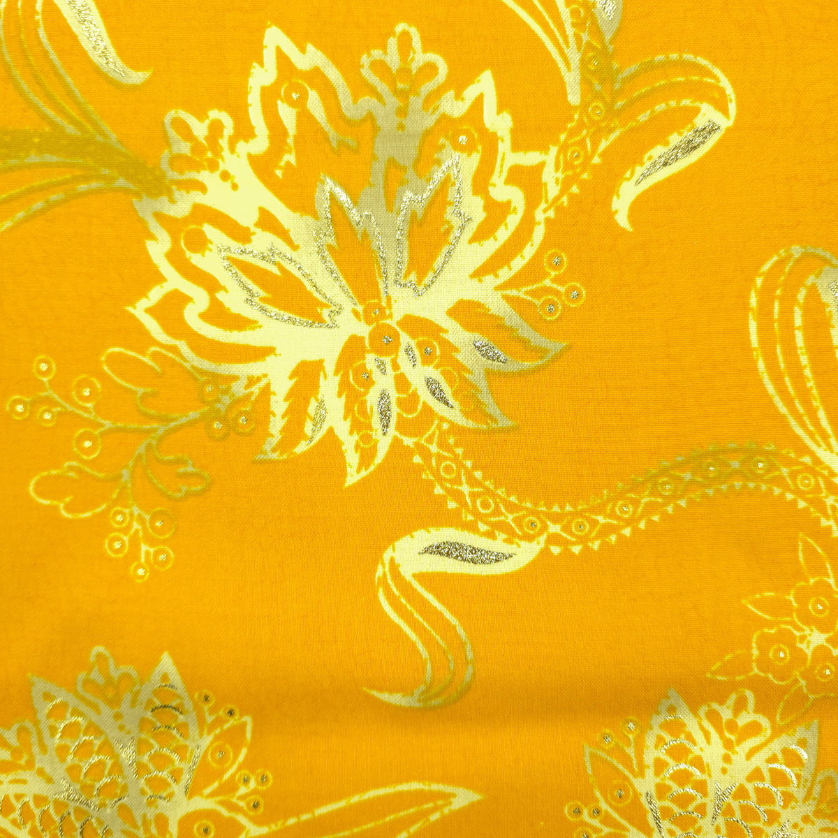 Floral Paisley Foil Printed Rayon Fabric