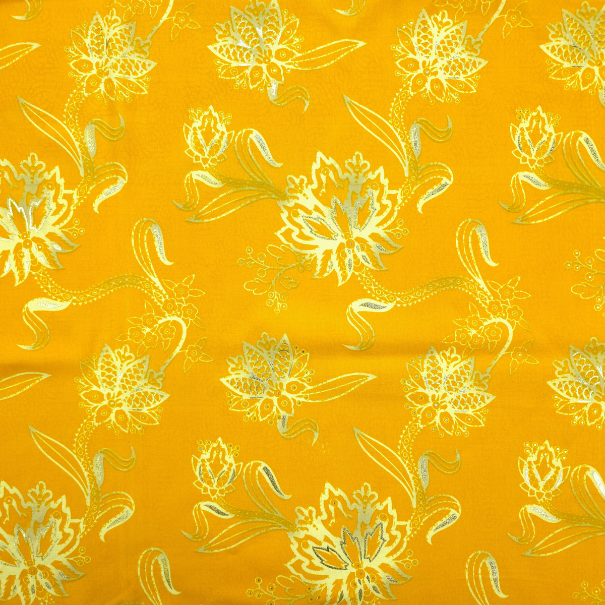 Floral Paisley Foil Printed Rayon Fabric