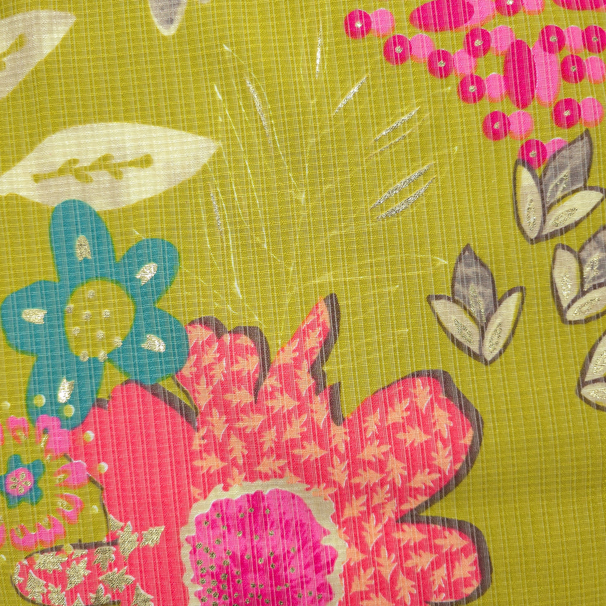 Floral Garden Foil Printed Berlin Viscose Fabric