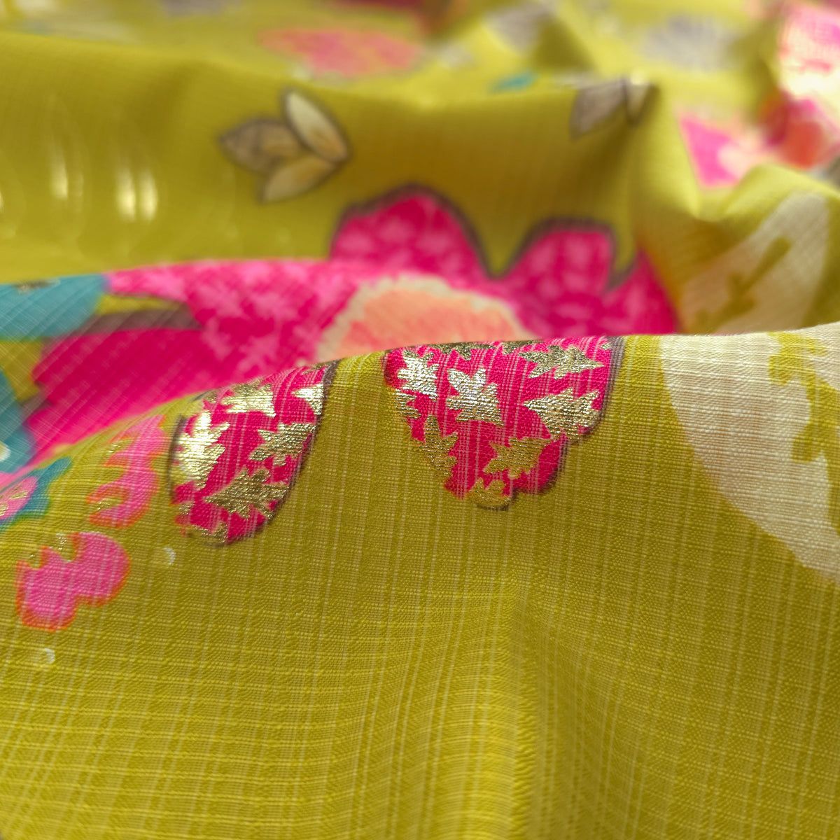 Floral Garden Foil Printed Berlin Viscose Fabric