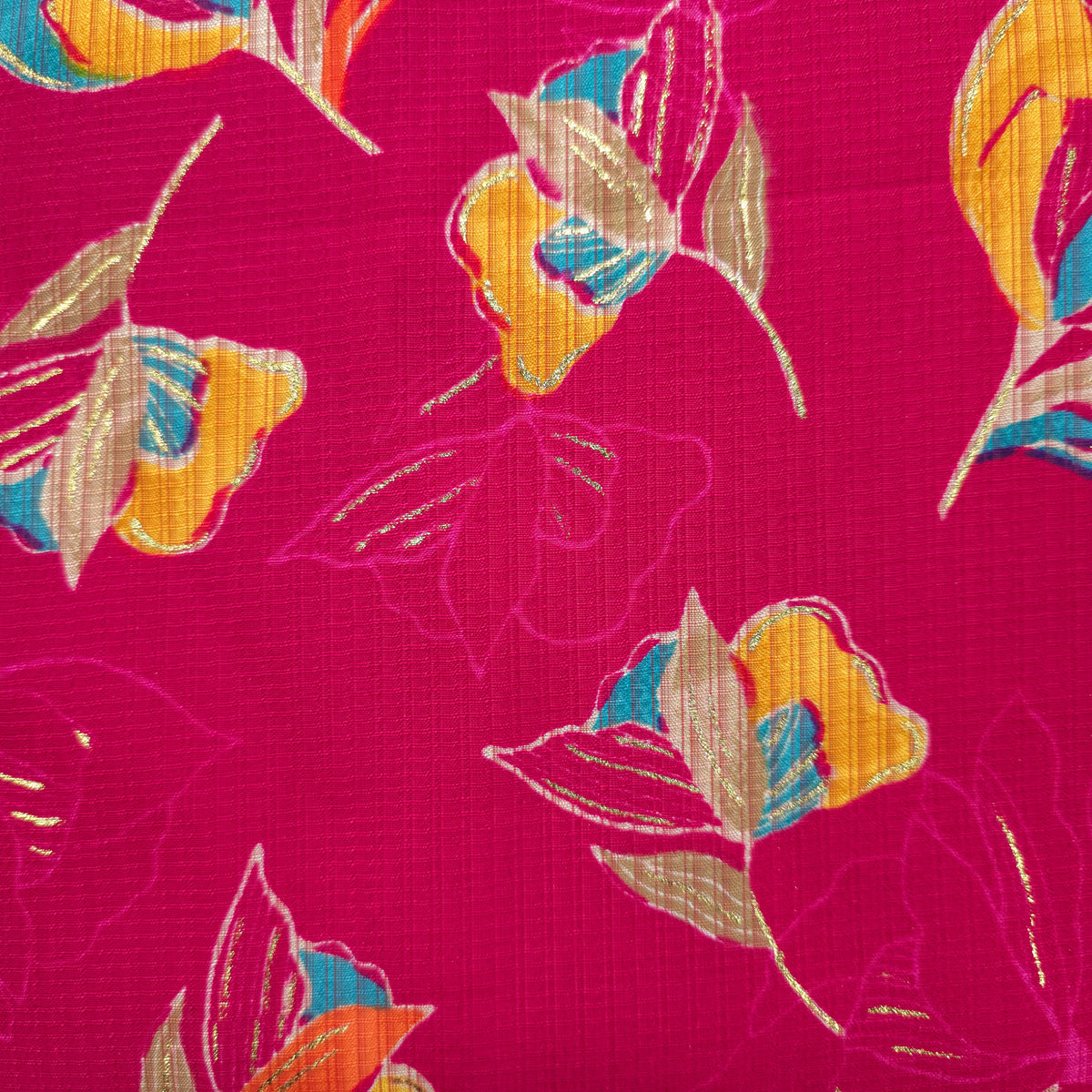 Botanical Bloom Foil Printed Berlin Viscose Fabric