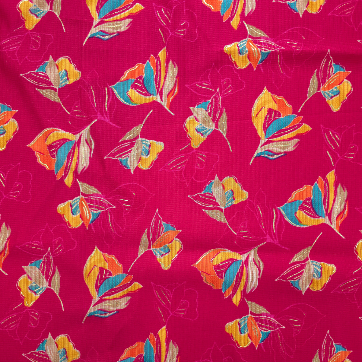 Botanical Bloom Foil Printed Berlin Viscose Fabric