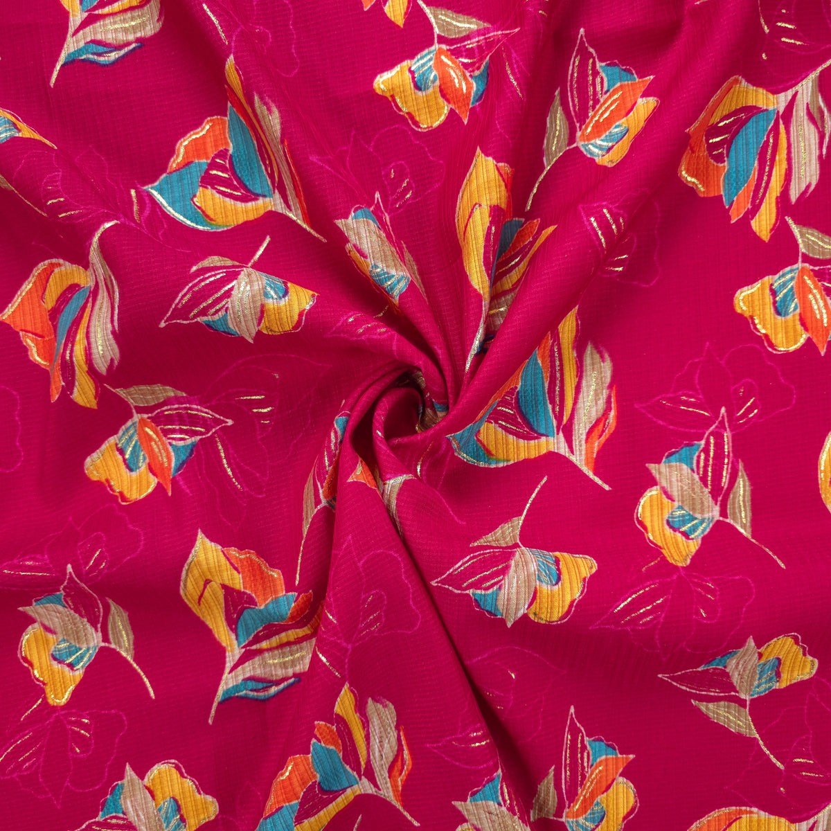 Botanical Bloom Foil Printed Berlin Viscose Fabric