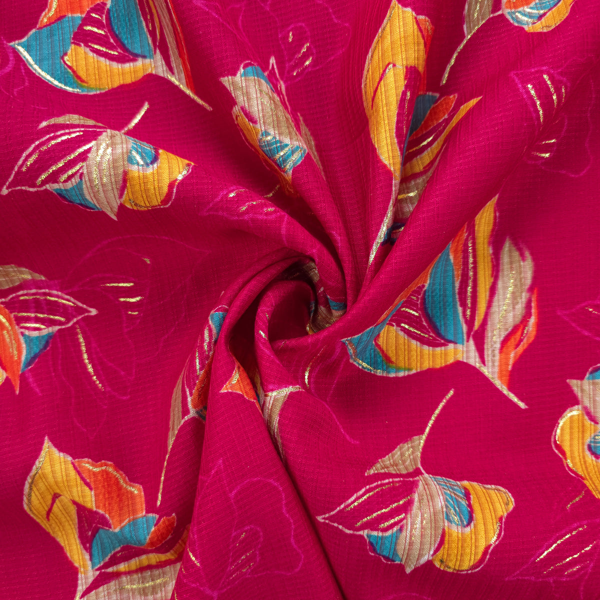 Botanical Bloom Foil Printed Berlin Viscose Fabric