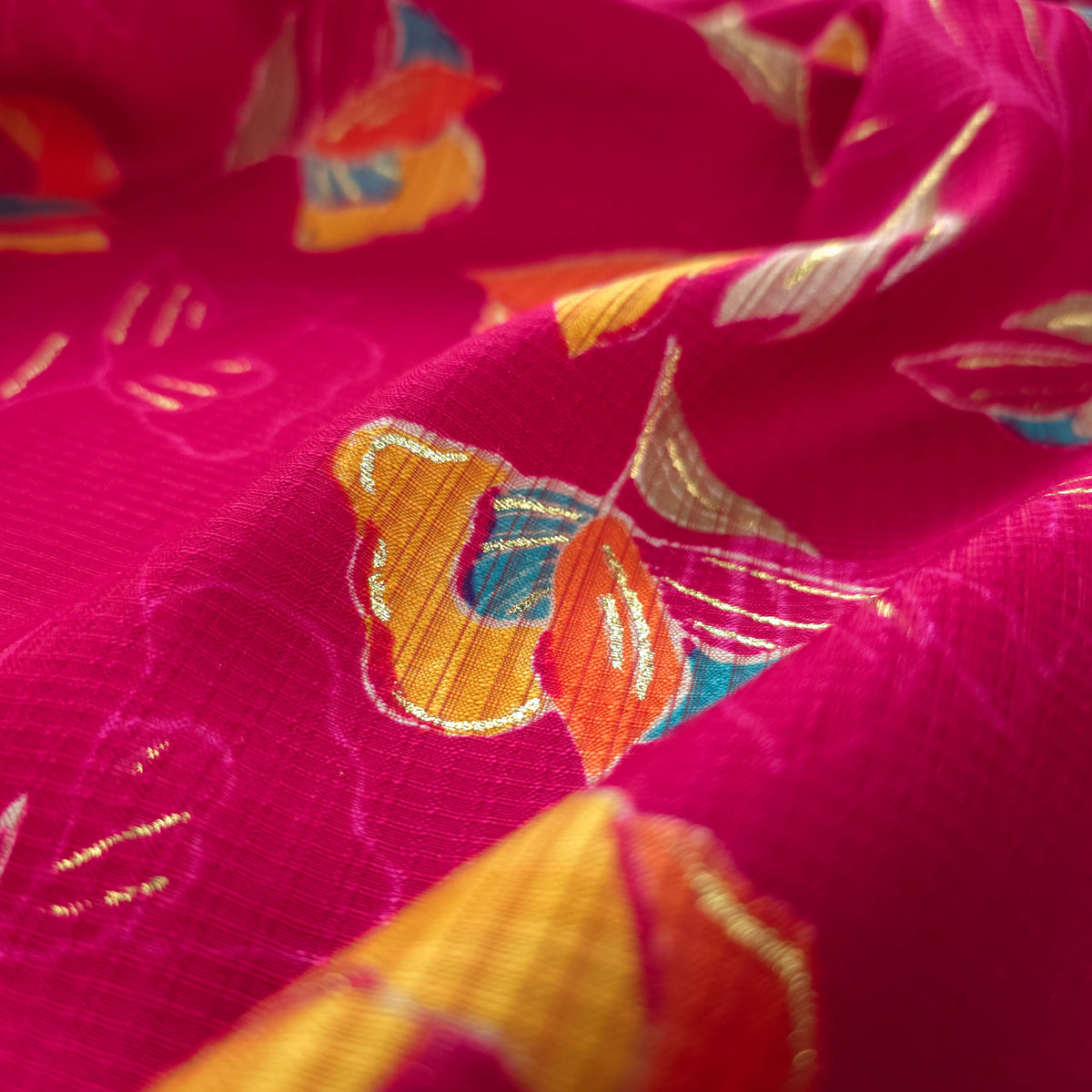 Botanical Bloom Foil Printed Berlin Viscose Fabric