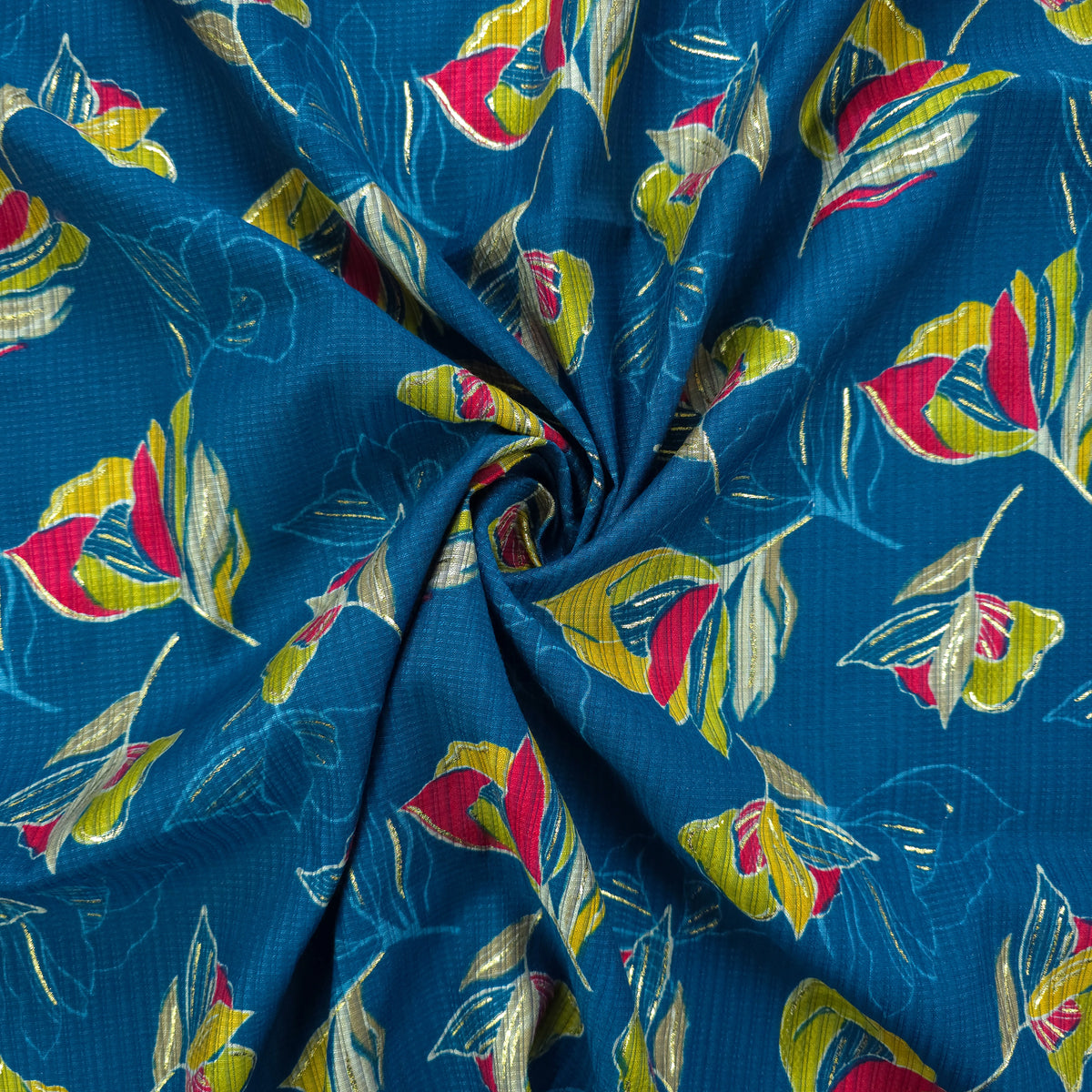 Botanical Bloom Foil Printed Berlin Viscose Fabric