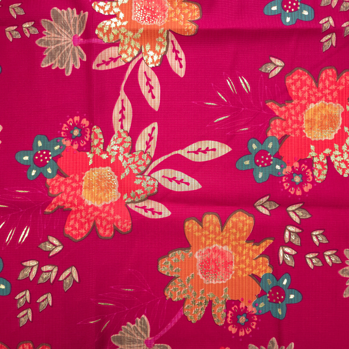 Floral Garden Foil Printed Berlin Viscose Fabric