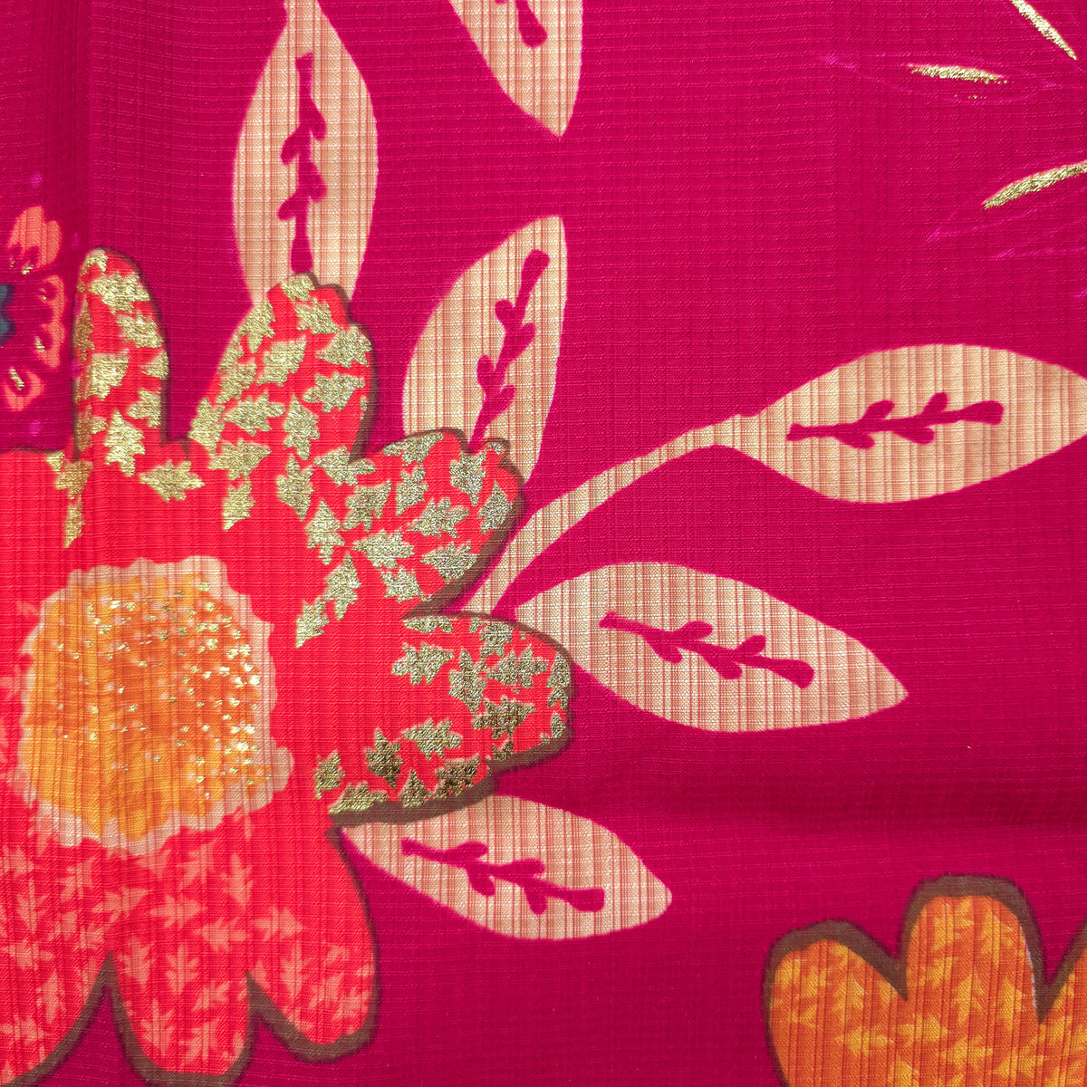 Floral Garden Foil Printed Berlin Viscose Fabric