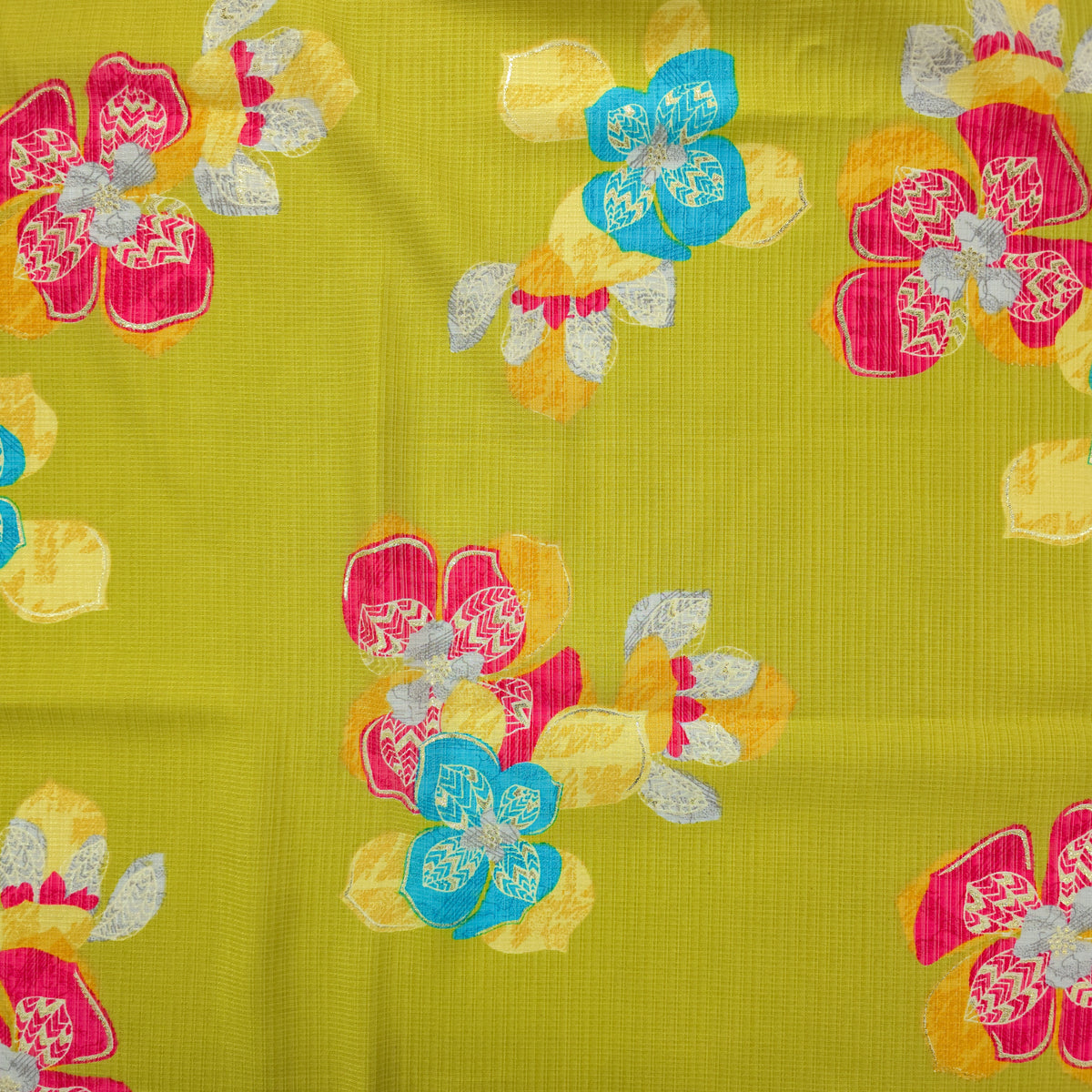 Floral Mosaic Foil Printed Berlin Viscose Fabric