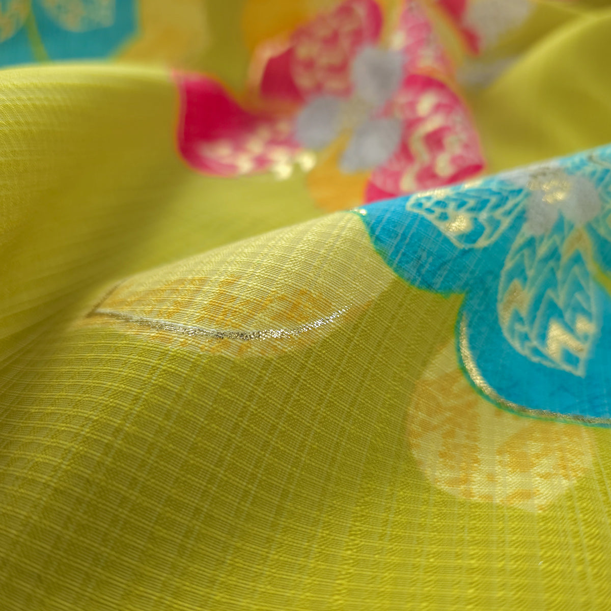 Floral Mosaic Foil Printed Berlin Viscose Fabric
