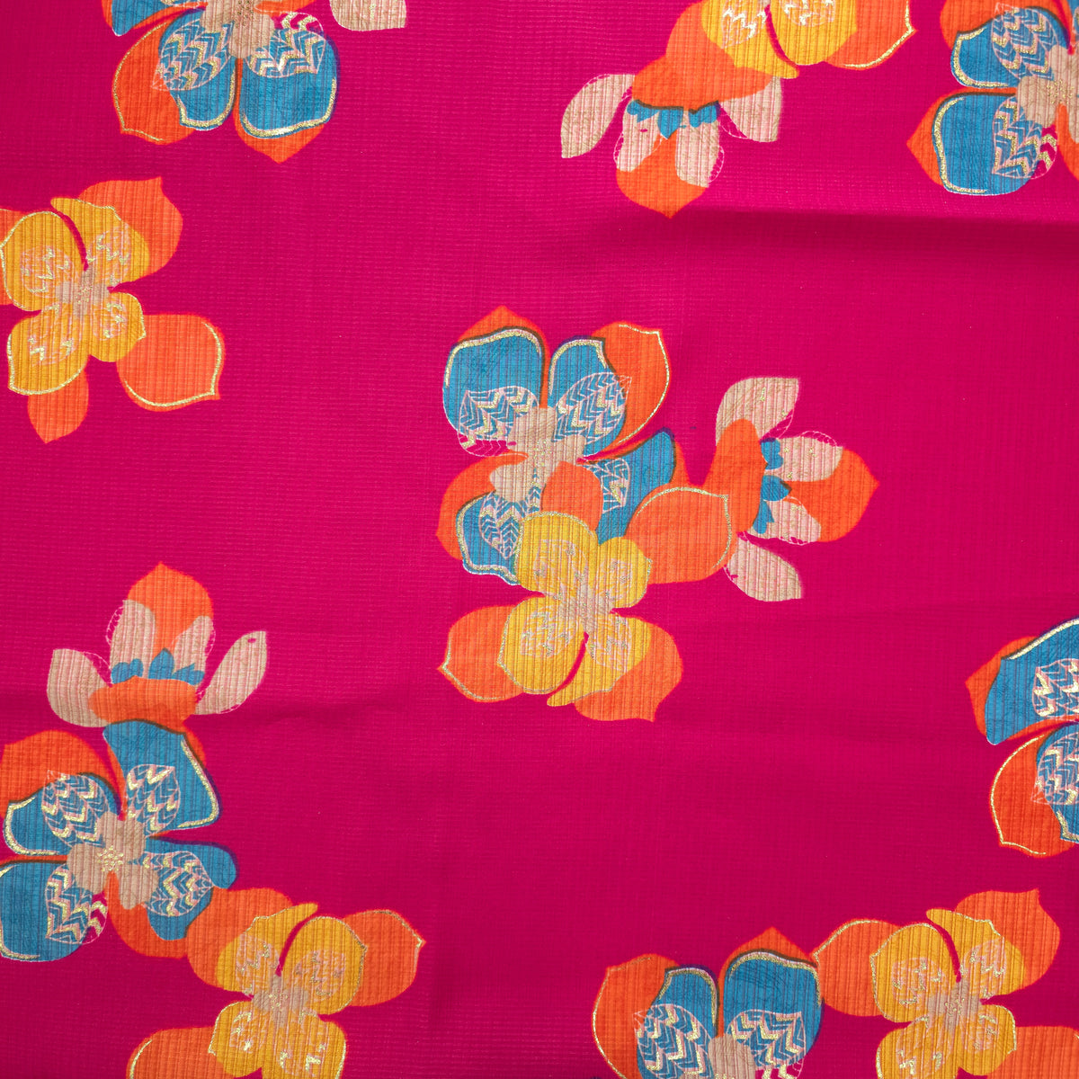 Floral Mosaic Foil Printed Berlin Viscose Fabric