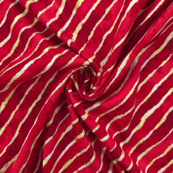 Elegant Leheriya Foil Printed Rayon Fabric